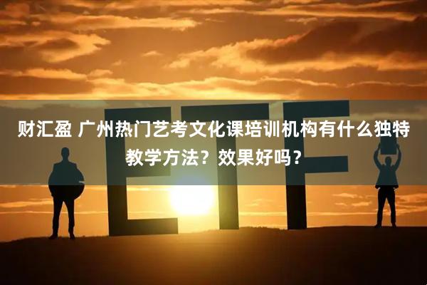 财汇盈 广州热门艺考文化课培训机构有什么独特教学方法？效果好吗？