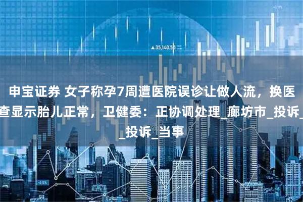 申宝证券 女子称孕7周遭医院误诊让做人流，换医院检查显示胎儿正常，卫健委：正协调处理_廊坊市_投诉_当事