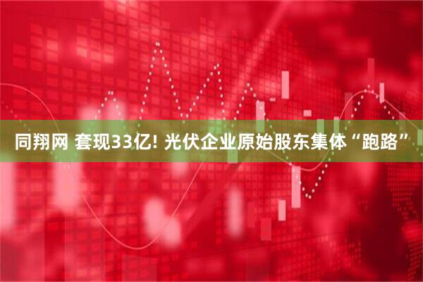 同翔网 套现33亿! 光伏企业原始股东集体“跑路”